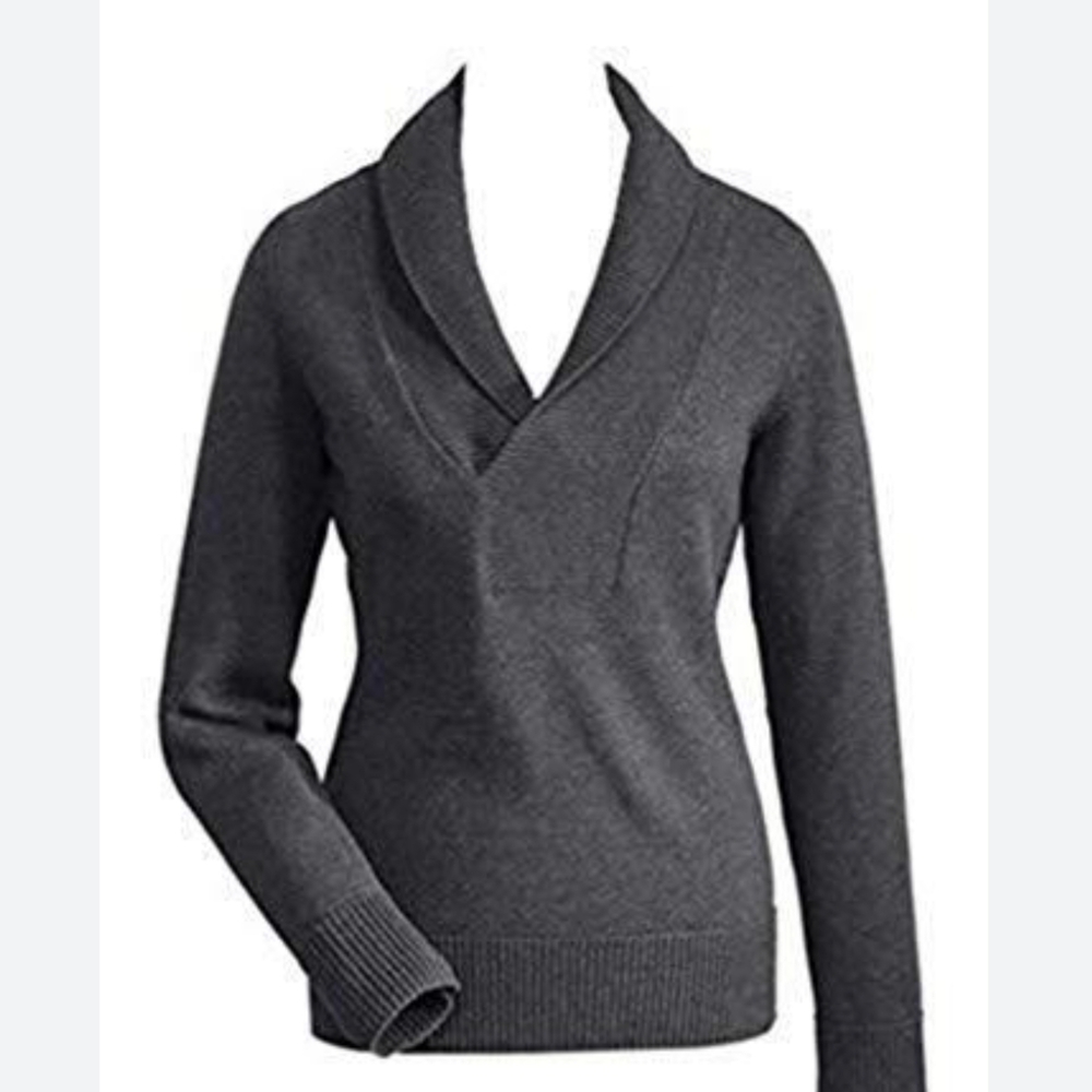 PRIA Elegant Charcoal V-Neck‎ Sweater